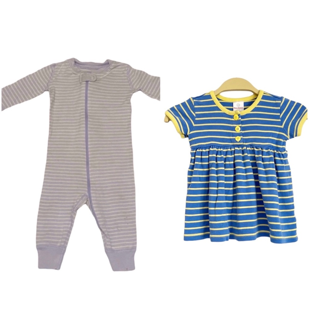 Hanna Andersson striped sleeper & play dress bundle Size 70cm/6-12 months